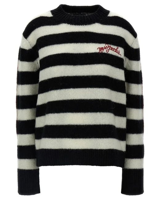 Marc Jacobs Black Alpaca-Wool Blend Striped Sweater