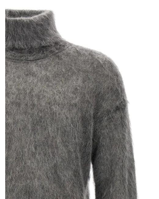 Saint Laurent Mohair Turtleneck Sweater in Gray für Herren