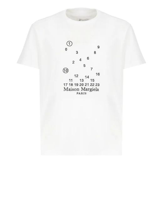 Maison Margiela Cotton T-Shirt With Embroidered Numeric Logo And F in White für Herren