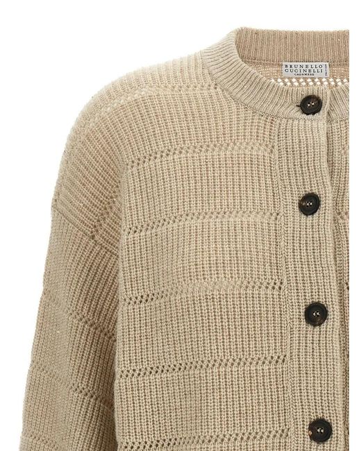 Brunello Cucinelli Natural 'Rustic Dazzling Net' Cardigan