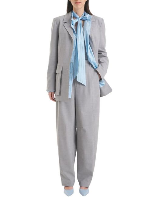 Roberto Collina Blue Striped Blouse With Bow Collar