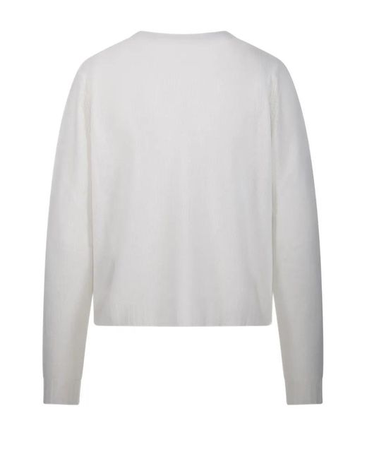 Be You White V-Neck Cashmere Cardigan With Contrasting Buttons