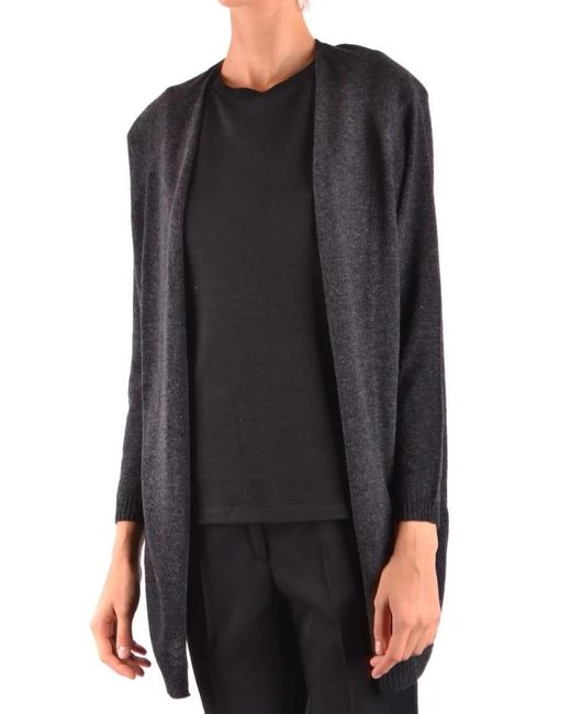Woolrich Black Open-Front Knit Sweater With Ribbed Cuffs
