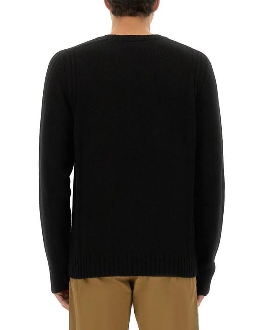 Belstaff Ribbed Merino Wool Sweater With Logo Patch in Black für Herren