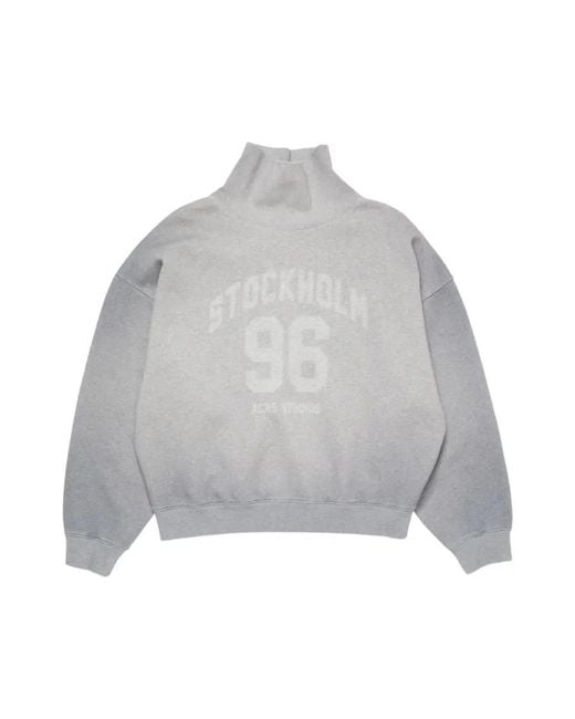 Acne Gray Melange Print High-Neck Sweatshirt