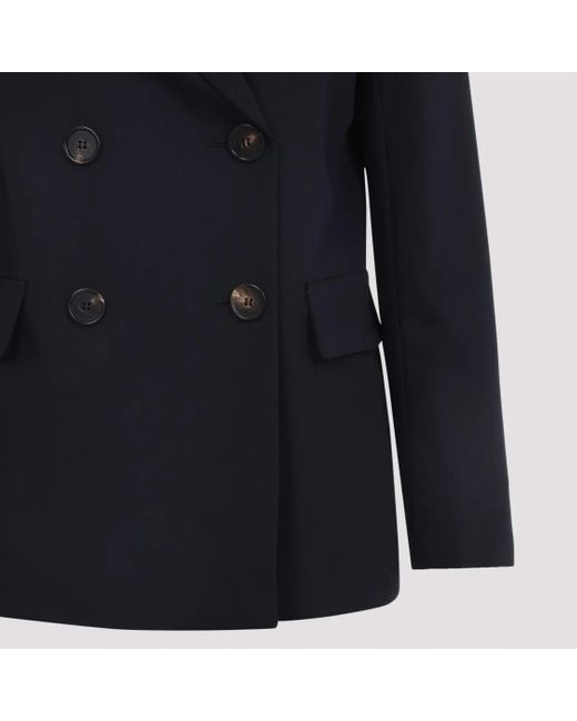 Max Mara Blue Double-Breasted Tailored Wool Jacket