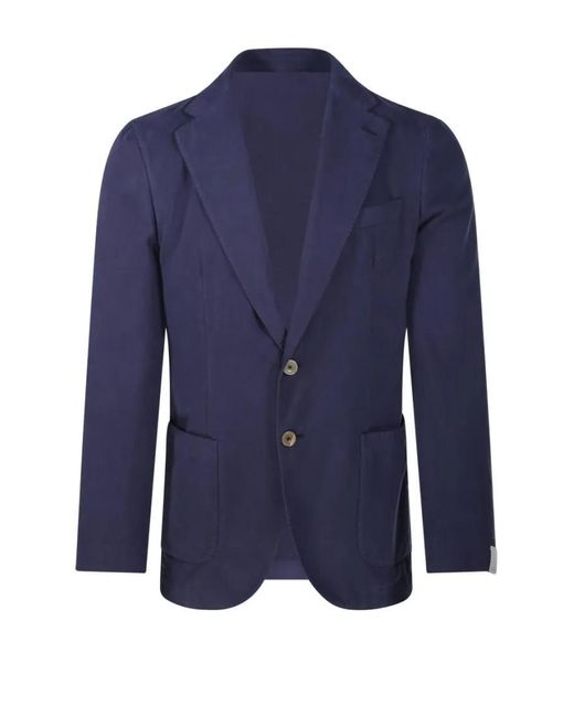 Santaniello Tailored Jacket With Notch Lapel And Refined Silho in Blue für Herren