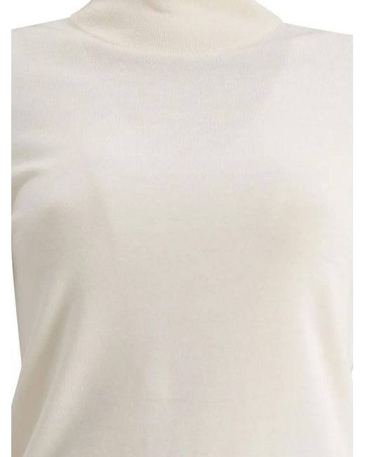Max Mara White Cashmere Turtleneck With High Neckline