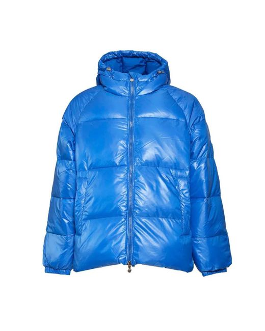 Pyrenex Shiny Nylon Sten Puffer Jacket With Hood in Blue für Herren