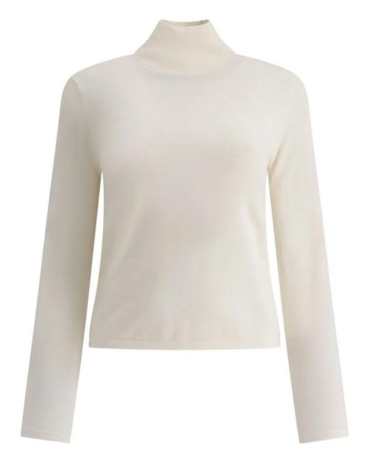 Max Mara White Cashmere Turtleneck With High Neckline
