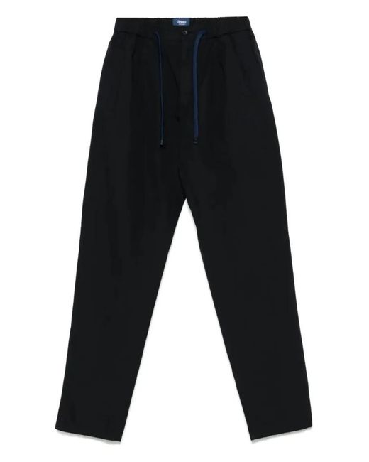 Drumohr Relaxed Fit Cotton Pants in Black für Herren