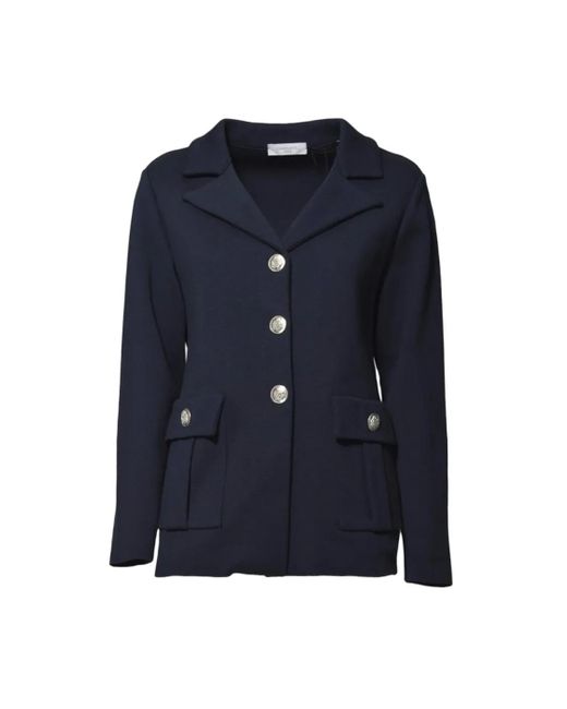 Charlott Blue Cotton V-Neck Jacket