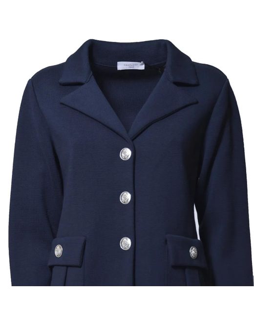 Charlott Blue Knit Cotton Midi Coat