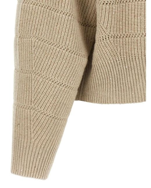 Brunello Cucinelli Natural 'Rustic Dazzling Net' Cardigan
