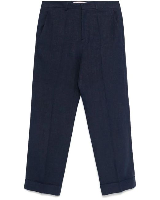 Valentino Garavani Tailored Linen Trousers With Concealed Fasten in Blue für Herren