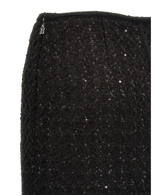 ROTATE BIRGER CHRISTENSEN Black Maxi Bouclé Skirt