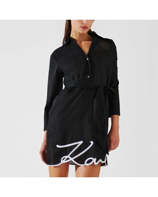 Karl Lagerfeld Black K/Signature Strand-Hemdkleid