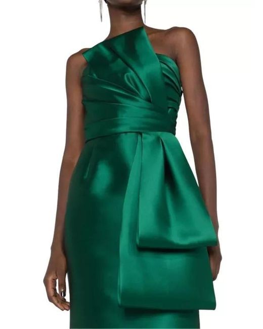 Alberta Ferretti Green Mikado Midi Dress