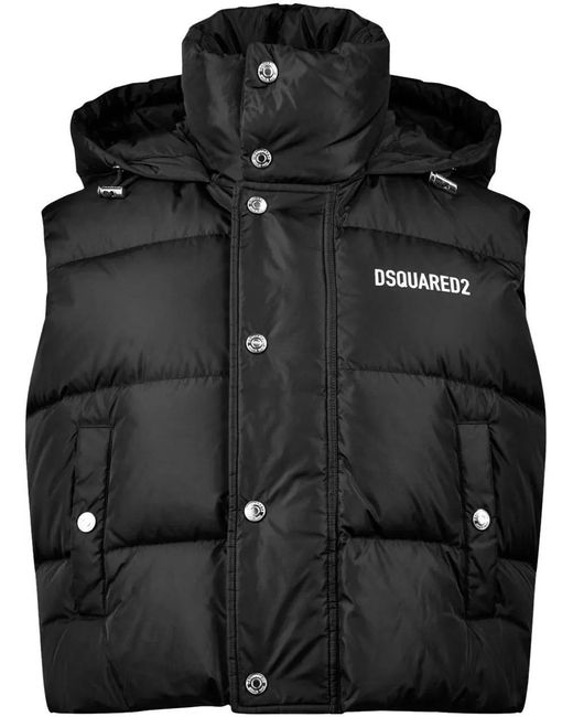 DSquared² Black Logo Printed Down Vest Jacket