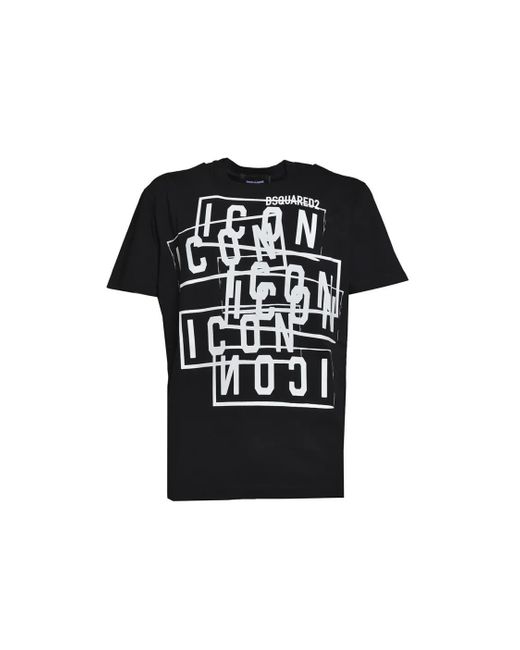 DSquared² Cotton Icon Stamps T-Shirt in Black für Herren