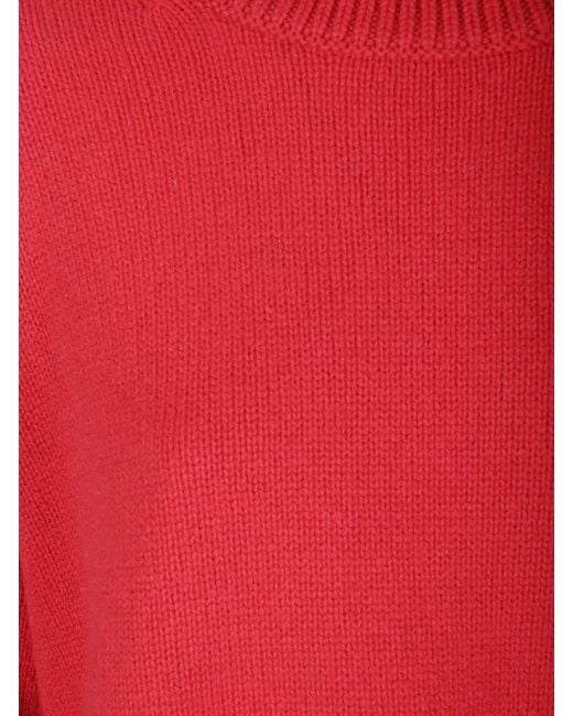 Lisa Yang Red Asymmetrical Oversized Cashmere Knit Sweater