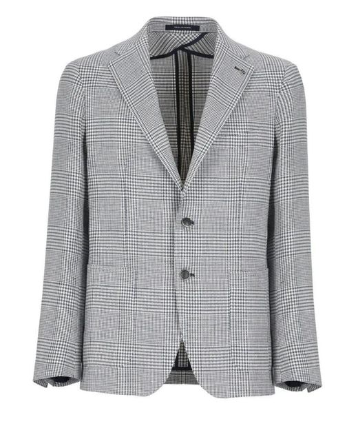 Tagliatore Linen And Cotton Jacket in Gray für Herren