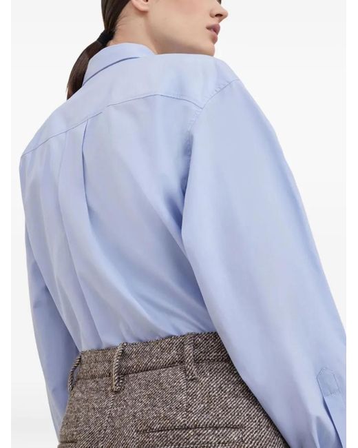 Brunello Cucinelli Brown High-Waisted Houndstooth Midi Skirt