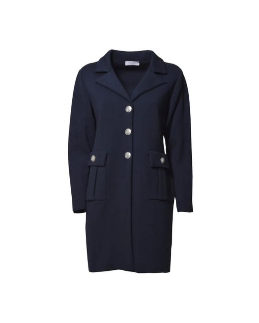 Charlott Blue Knit Cotton Midi Coat
