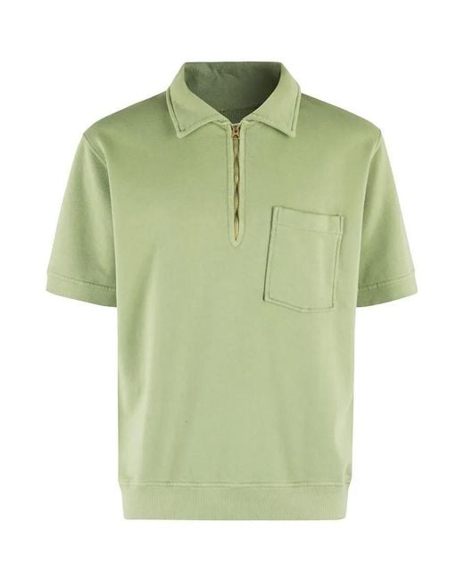 Fortela Polo Collar Zip-Up Sweatshirt With Patch Pocket in Green für Herren