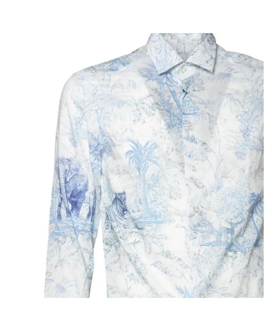 Etro Light Cotton Shirt Safari Print in Blue für Herren