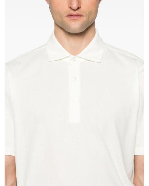 Lardini Classic Short-Sleeved Cotton Polo in White für Herren