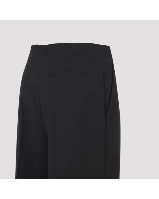 Alberta Ferretti Blue High-Waisted Straight-Leg Trousers With Pressed Cr
