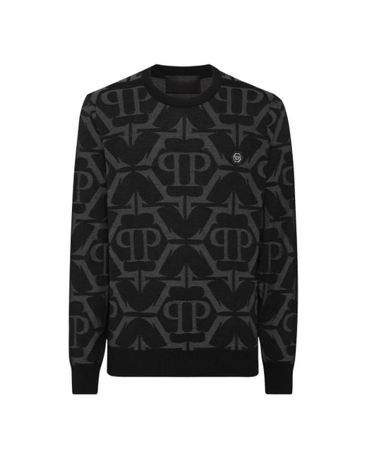 Philipp Plein Rundhalspullover Chrome in Black für Herren
