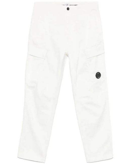 C P Company Lens-Detail Cargo Pants in White für Herren