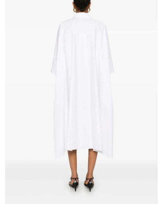 Joseph White Dania Midi Dress With Button Placket And Side Slit