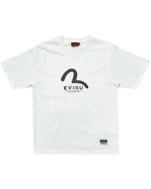 Evisu T-Shirt Seagull & Print Multi-Pocket Bianca in White für Herren