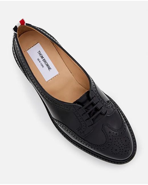 Thom Browne Low Throat Wingtip Brogue in het Black