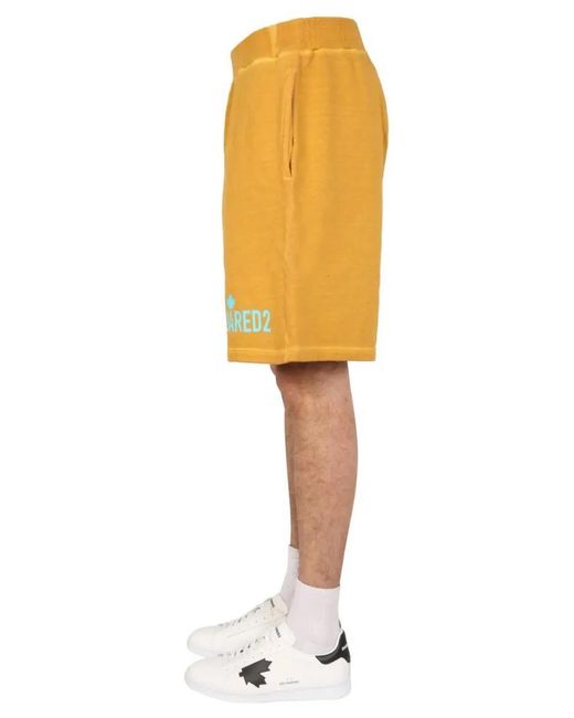 DSquared² "One Life One Planet" Bermuda Shorts in Yellow für Herren