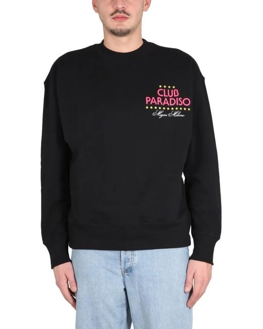 MSGM Sweatshirt With Front And Back Logo Print in Black für Herren