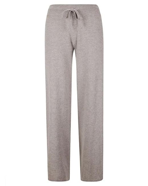 Lisa Yang Gray Soft Cashmere Pants With High Ribbed Waistband And