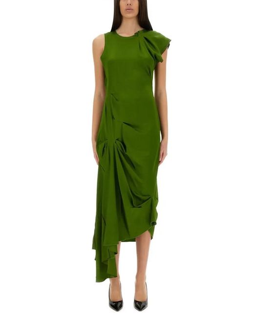 Victoria Beckham Green Draped Midi Dress