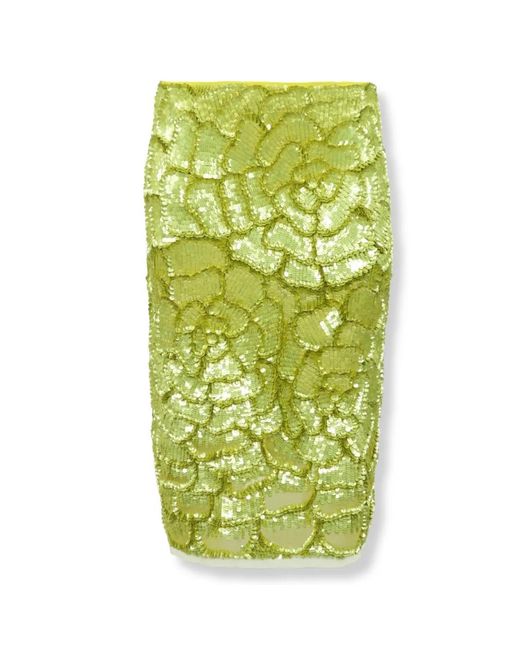Des Phemmes Green Straight Silhouette Midi Skirt With Design