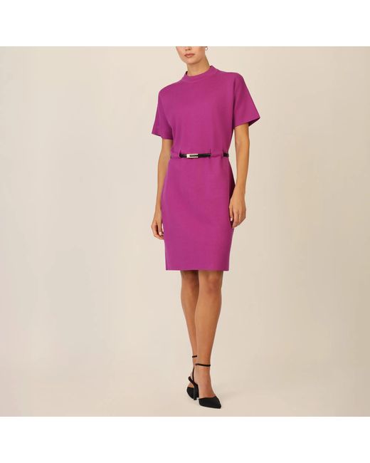 Apart Purple Strickkleid Mit Gürtel