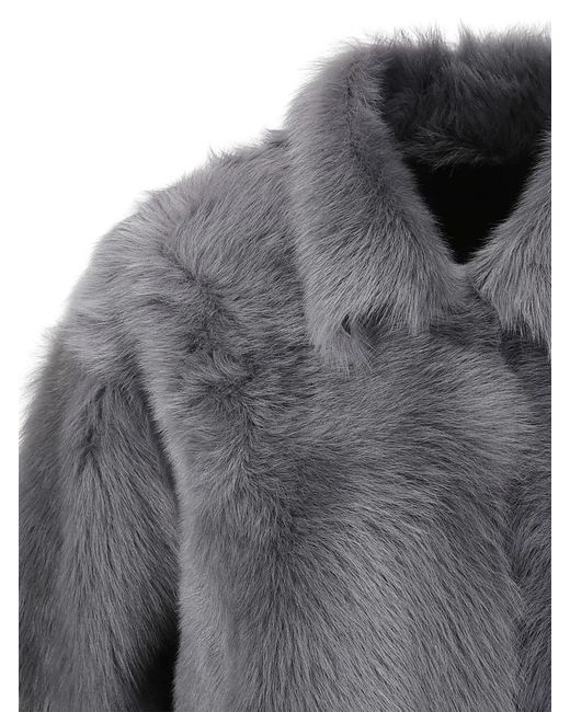 Desa Nineteenseventytwo Gray Reversible Shearling Boxy Jacket