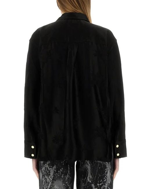 Ganni Black Jacquard Satin Shirt