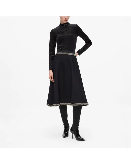 Karl Lagerfeld Black Strickrock Mit Bouclé-Details
