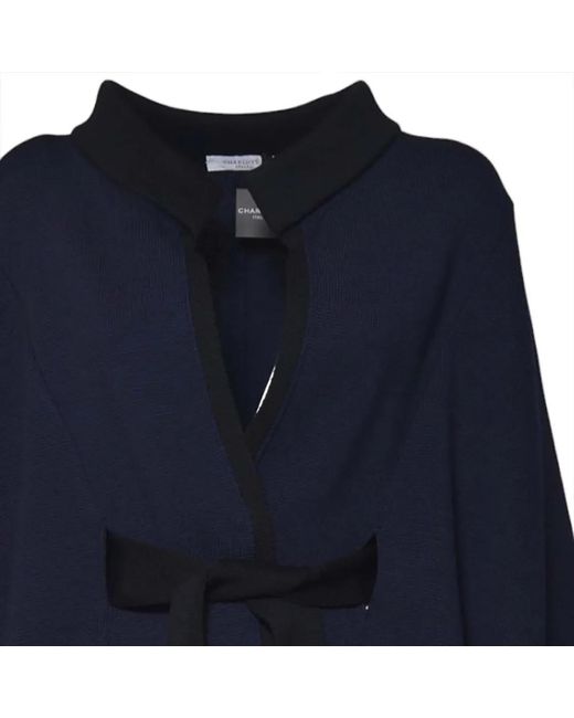 Charlott Blue Cape-Style Jacket With Bow Detail
