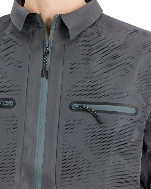 Alpha Industries Camicia A Maniche Lunghe Laser Cut Charcoal in Black für Herren