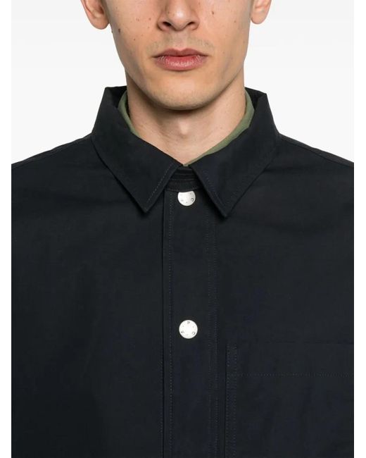 A.P.C. Midnight Cotton Collared Shirt Jacket in Blue für Herren