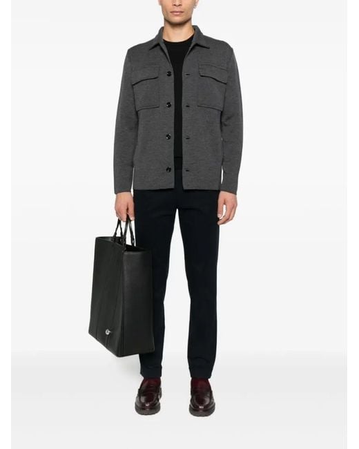 Lardini Tailored Wool Jacket With Patch Pockets in Black für Herren